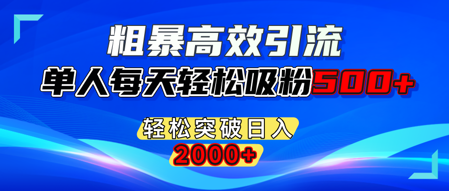 粗暴高效引流,单人每天轻松吸粉500+,轻松突破日入2000+-知一项目网