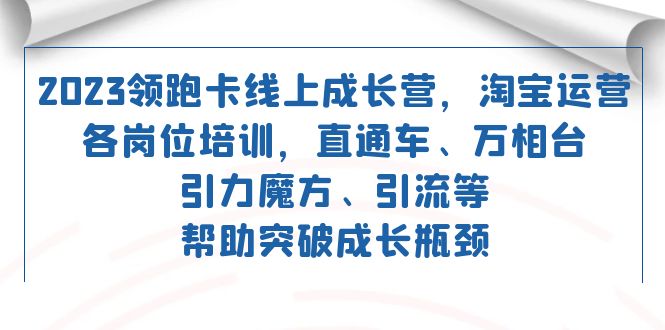 2023领跑·卡 线上成长营 淘宝运营各岗位培训 直通车 万相台 引力魔方 引流-知一项目网