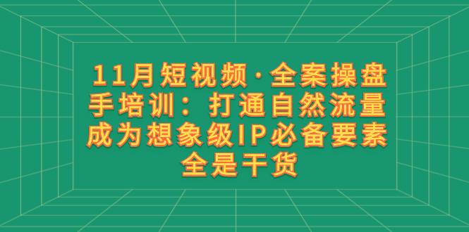 11月短视频·全案操盘手培训：打通自然流量 成为想象级IP必备要素 全是干货-知一项目网