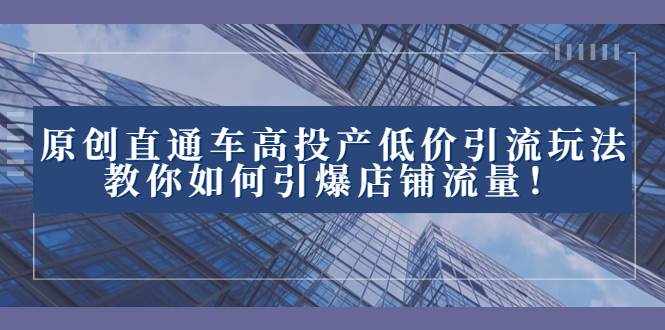 2023直通车高投产低价引流玩法，教你如何引爆店铺流量！-知一项目网