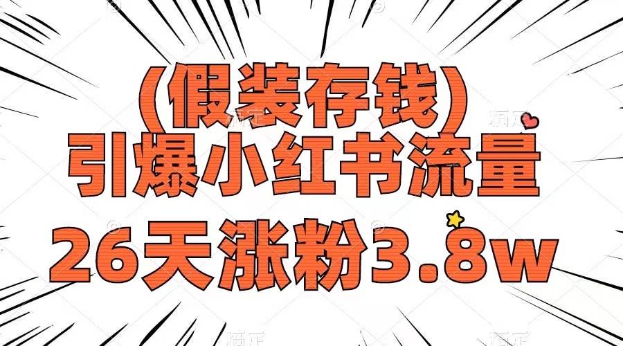 假装存钱，引爆小红书流量， 26天涨粉3.8w，作品制作简单，多种变现方式-知一项目网